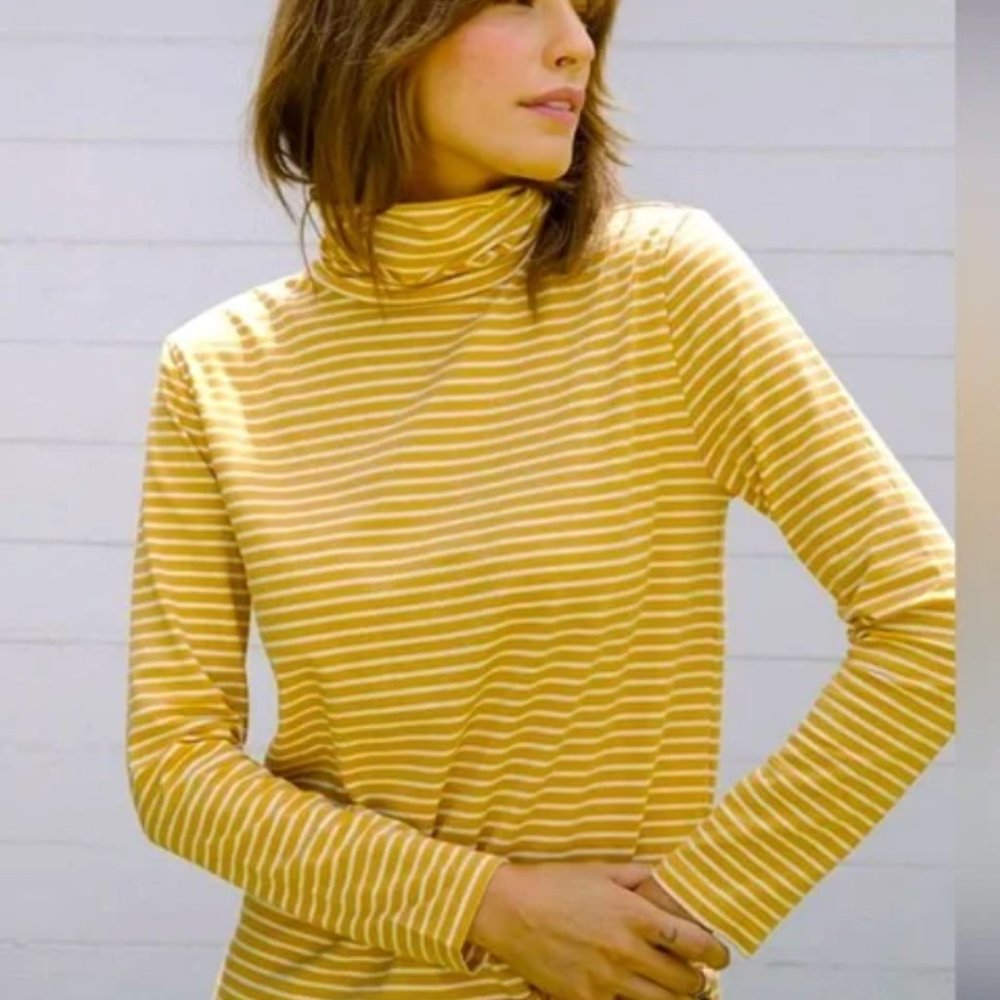 Size Medium Tradlands Monty Turtleneck Golden Yellow Stripe